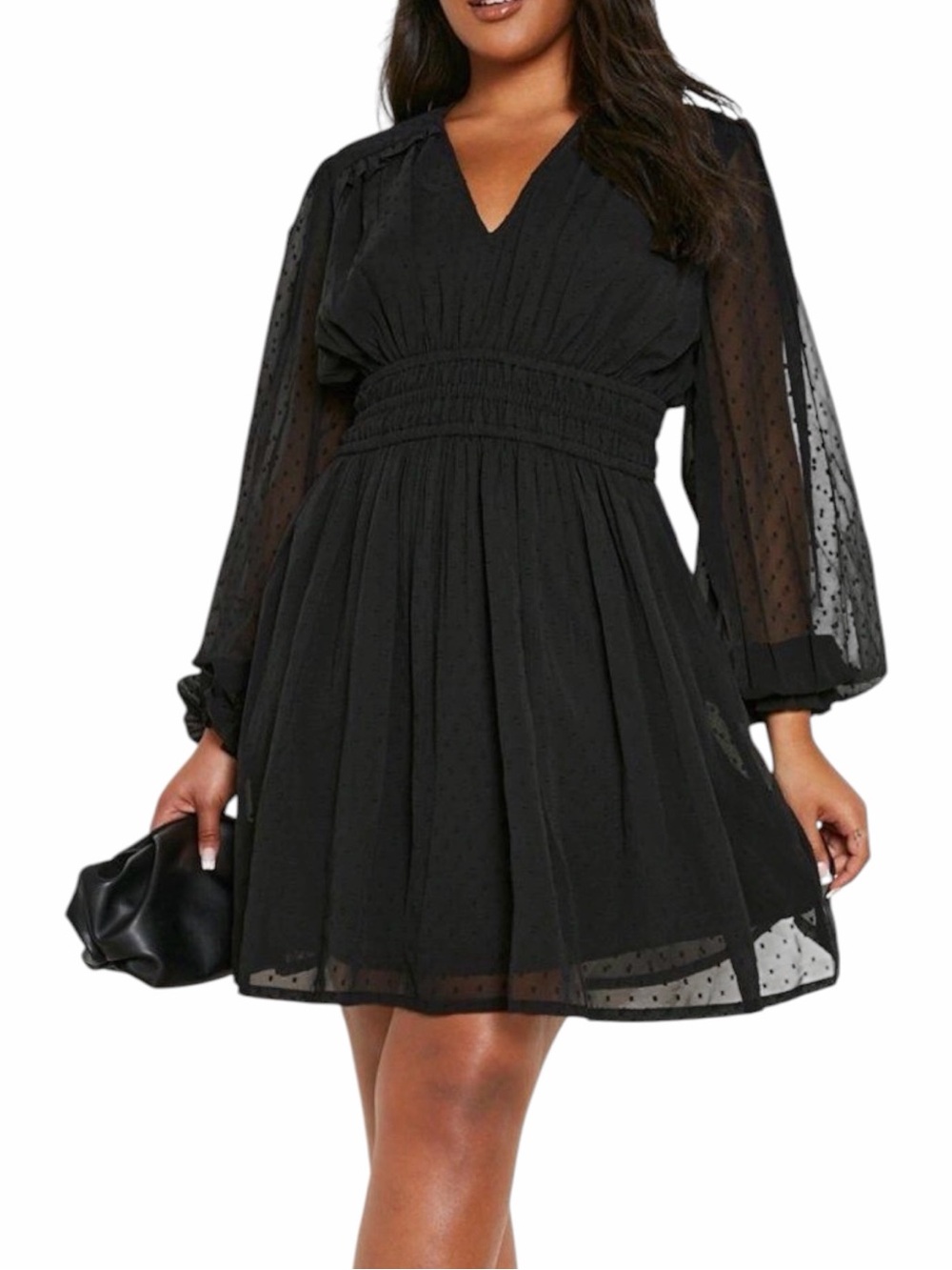 Boohoo Dobby Long Sleeve Dress Plus Size 20